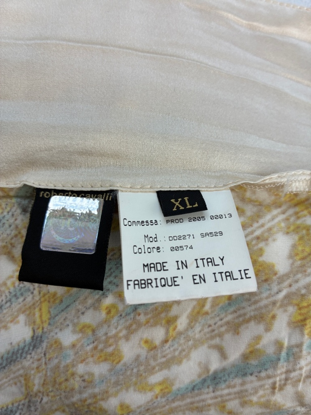 Roberto Cavalli SS 2005 Silk Seashell Pants Gold Sparkle Jeweled Snake RARE XL - Picture 10 of 16